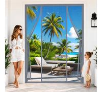 Moustiquaire Magnétique à Double Porte Gris 230x190cm Moustiquaire Baie Vitree Coulissante s ultra s avec Puissants Aimants Pour porte garage, balcon et terrasse