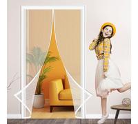 Moustiquaire Magnétique Blanche pour Porte 112 x 210 cm Rideau de Porte Anti Mouche Sans Perçage pour de Balcon, Salon, Terrasse, Blanc