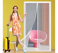 Moustiquaire Magnétique Blanche pour Porte 150 x 205 cm Rideau Porte Magnétique Anti Mouche Montage Facile et Adhésif pour Fenêtre Balcon, Blanc