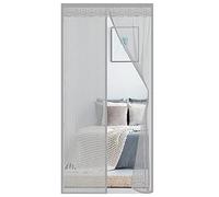 Moustiquaire magnétique de porte coulissante en maille durable avec cadre complet - Bordure en dentelle - 80 x 245 cm - 4 cm de large - Gris