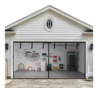 Moustiquaire magnétique de porte de garage pour 1 ou 2 voitures - Maille en fibre de verre auto-scellante - Accès mains libres - 2,9 x 2,1 m - Noire - Garde les cts à l'extérieur - Parfait pour les