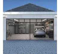 Moustiquaire Magnétique De Porte De Garage Pour 2 Voitures, Maille Fibre De Verre Rétractable, Fond Lesté. Rideau Anti-insectes Mains Libres Pour Salle De Sport(Black,450x210cm(WxH))