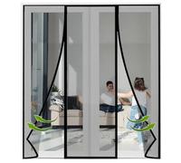 Moustiquaire magnétique de porte en maille polyester anti-moustiques avec bande magnétique intégrale et aimants puissants pour un accès facile et une protection contre les carats Noir 280 x 240 cm
