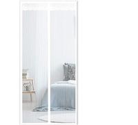 Moustiquaire magnétique de porte, maille très résistante, aimants puissants, bande magique plein cadre, sans perçage, pour terrasse, balcon (120 x 200 cm, blanc)