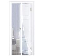 Moustiquaire magnétique de porte, mains libres, aimants puissants, bande magique plein cadre, rideau auto-adhésif pour terrasse, balcon (95 x 230 cm, blanc)