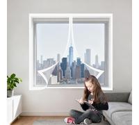 Moustiquaire Magnetique Fenetre 100 x 100 cm Perçage Maille Ultra Fine Rideau de Porte Antimoustique Sans Espace, Amovible, Facile à Installer Adaptée à Toutes Fenêtres, Blanc