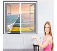 Moustiquaire Magnetique Fenetre 108 x 95 cm Moustiquaire Fenêtre Universelle Automatiquementfermé Rideau Anti Mouche pour Window and Door, Blanc