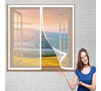 Moustiquaire Magnetique Fenetre 158 x 85 cm en Maille Rideau Aimantée Sans Outil Installation Facile Porte Anti Insecte pour Les Types de Fenêtres, Blanc