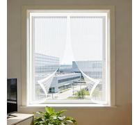 Moustiquaire Magnétique Fenêtre 60 x 60 cm Automatiquementfermé, Sans Percer Moustiquaire de Balcon Amovible, Facile à Installer Adaptée à Toutes Fenêtres, Blanc