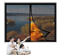 Moustiquaire Magnetique Fenetre 69 x 146 cm Joint Magnétique de Haut en Bas avec Fermeture Automatique Magnetique Rideau Moustiquaire pour Toutes Les Tailles de Fenêtre, Noir