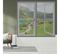 Moustiquaire Magnetique Fenetre 70 x 180 cm Perçage Maille Ultra Fine Aimantée Auto Adhésif en Maille Amovible, Facile à Installer pour Chambre, Couloirs, Porte Patio, Gris