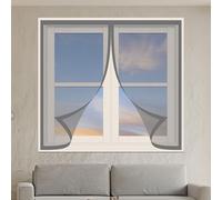 Moustiquaire Magnetique Fenetre 75 x 105 cm Aimants Puissants Fermeture Moustiquaire avec Aimants Sans Espace, Amovible, Facile à Installer Adaptée à Toutes Fenêtres, Gris