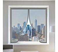 Moustiquaire Magnétique Fenêtre 75 x 105 cm Automatiquementfermé, Sans Percer Aimantée Auto Adhésif en Maille Installation Facile Adaptée à Toutes Fenêtres, Gris