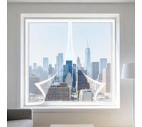 Moustiquaire Magnétique Fenêtre 75 x 105 cm Automatiquementfermé, Sans Percer Aimantée Auto Adhésif en Maille Installation Facile Adaptée à Toutes Fenêtres, Blanc