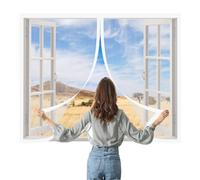 Moustiquaire Magnétique Fenêtre 75 x 105 cm Perçage Maille Ultra Fine Moustiquaire Fenetre Sans Perçage Amovible, Facile à Installer pour Balcon, Chambre et Salon, Blanc