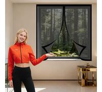 Moustiquaire Magnétique Fenêtre 80 x 120 cm Aimants Puissants Fermeture Moustiquaire Fenetre Sans Perçage Installation Facile Adaptée à Toutes Fenêtres, Noir
