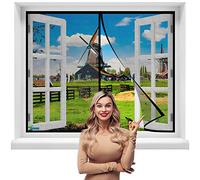 Moustiquaire Magnétique Fenêtre, 80 x 130 cm Rideau de Porte Aimanté Anti Moustique, avec Bande Adhésive, Fermeture Automatique【Noir】