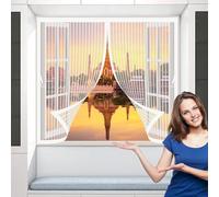 Moustiquaire Magnetique Fenetre 85 x 90 cm Anti-Moustiques, Fermeture Automatique, Sans Perçage, Maille Fine, Rideau Moustiquaire pour Porte de Balcon, Porte Cave, Blanc