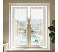 Moustiquaire Magnetique Fenetre 90 x 130 cm Aimants Puissants Fermeture Moustiquaire pour Fenêtres Amovible, Facile à Installer Adaptée à Toutes Fenêtres, Blanc