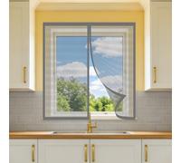 Moustiquaire Magnétique Fenêtre 90 x 130 cm Automatiquementfermé, Sans Percer Rideau Magnétique Anti Moustique Installation Facile pour Balcon, Chambre et Salon, Gris