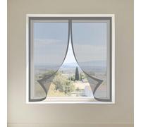 Moustiquaire Magnétique Fenêtre 90 x 130 cm Perçage Maille Ultra Fine Rideau de Porte Antimoustique Amovible, Facile à Installer pour Balcon, Chambre et Salon, Gris