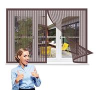 Moustiquaire Magnetique Fenetre 90 x 135 cm, Moustiquaire Aimantée Fenetre, Kit d'installation pour Fenêtre Empêche de Passer Les Moustiques, Marron