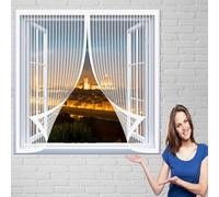 Moustiquaire Magnetique Fenetre 94 x 126 cm Moustiquaire Fenêtre Universelle Installation Simple Rideau Maille Rideau pour Baie Vitree, Blanc