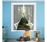 Moustiquaire Magnétique Fenêtre 95 x 95 cm Automatiquementfermé, Sans Percer Moustiquaire Porte Sans Percer Amovible, Facile à Installer pour Balcon, Chambre et Salon, Blanc