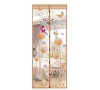 Moustiquaire magnétique mains libres Rideaux en tulle Fenêtre Porte Moustiquaire Fini les moustiques ou les insectes (Pissenlit café)