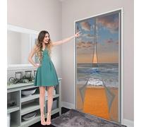 Moustiquaire Magnétique Porte 103 x 295 cm Protéger Votre Famille Moustiquaire Porte Sans Percer pour de Balcon Patio, Gris