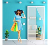 Moustiquaire Magnétique Porte - 135x205 cm - Moustiquaire pour Porte Rideau Anti-moustique Magnetique pour Porte Fenêtre Balcon Camping-car - Blanc