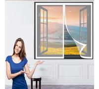 Moustiquaire Magnétique Porte 140 x 85 cm Moustiquaire avec Protection Sans Percer Facile à Installer Porte Anti Insecte pour Les Types de Fenêtres, Blanc