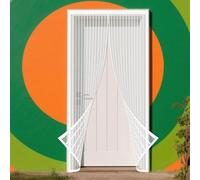Moustiquaire Magnétique Porte 145 x 185 cm Puissants Aimants, Fermeture Automatique Rideau Porte Anti Insectes pour de Balcon, Blanc