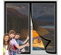 Moustiquaire Magnétique Porte 58 x 100 cm, avec Magic Tape Sans Perçage, Coupe-Vent, Gaze de Protection Anti-Insectes, pour Tout Type de Fenêtre, Noir
