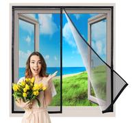 Moustiquaire Magnétique Pour Fenêtre, 100x125 cm Auto AdhéSif en Maille Fine Aimantée Rideau, Fermeture Automatique Installation sans Outil Facile Anti Moustique Innovant, Noir