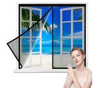 Moustiquaire Magnétique Pour Fenetre, 100x125cm Rideau en Maille, Joint Magnétique de Haut en Bas avec Fermeture Automatique, Maintient l'air frais à l'intérieur Noir