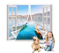 Moustiquaire Magnétique pour Fenêtre 101 x 98 cm Moustiquaire Fenetre Aimantée Installation Facile pour Fenetre Portes, Blanc