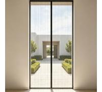Moustiquaire Magnétique pour Porte 1.85 x 1.75 m Joint Magnétique de Haut en Bas Rideau de Porte Antimoustique avec Ruban Adhésif pour Exterieur, Balcon, Noir