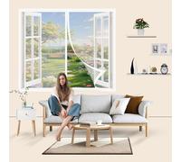 Moustiquaire Magnétique pour Porte 111 x 206 cm Différentes Tailles, Installation Facile Sans Perçage Moustiquaire Porte Fenetre pour Fenêtre/Balcon, Blanc