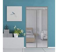 Moustiquaire magnétique pour porte - 120 x 210 cm - Rideau très résistant avec bande adhésive intégrale - Pour empêcher les insectes d'entrer - Gris