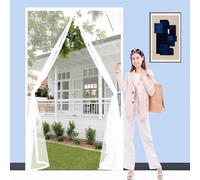 Moustiquaire Magnétique pour Porte 50 x 110 cm Fermeture Automatique, Anti-Moustique Moustiquaire Aimantée Sans Perçage, Installation Facile pour Porte Fenêtre, Blanc