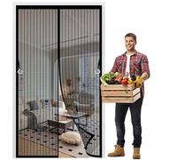 Moustiquaire Magnétique pour Porte 90 x 120 cm Joint Magnétique de Haut en Bas Anti-Moustiques pour Portes Sans Perçage, avec Bande Magique pour Couloirs, Portes, Patio, Noir