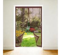 Moustiquaire Magnétique pour Porte 95 x 140 cm Maille Ultra Fine Fermeture Automatique Sans Perçage Bandes Magnétiques Rideau Anti Mouche pour de Balcon, Marron