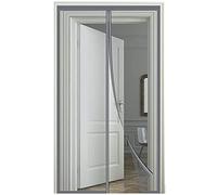 Moustiquaire magnétique pour porte 95 x 220 cm Rideau magnétique pour porte Free Punch Empêche le vol dans des objets étrangers pour les portes de balcon caves terrasses Facile à installer - Gris