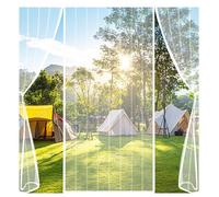 Moustiquaire magnétique pour porte double porte coulissante et porte de terrasse Blanc 220 x 280 cm Facile à installer Protection contre les insectes pour la maison et l'extérieur