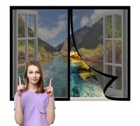 Moustiquaire Magnétique pour Porte Fenêtre 150 x 143 cm Anti-Mosquito Auto-Adhésif Rideau Sans Perçage Facile à Installer pour Salon Fenêtre Balcon, Noir