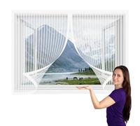 Moustiquaire Magnétique pour Porte Fenêtre 76 x 97 cm Maille Ultra Fine Respirantes Maille Ultra Fine pour Porte Fenêtre de Balcon Camping-Car, Blanc