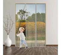 Moustiquaire Magnétique Pour Porte, Moustiquaire Porte Fenetre, 210x195cm Deux côtés ouverts Rideau Anti Moustique Pour Balcon, Installation Facile (gris)