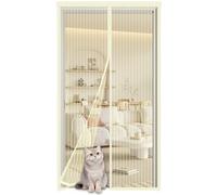 Moustiquaire Magnétique pour Portes 90x190cm,Moustiquaire Porte Fenetre Anti Insecte Mouche,Pas de Forage,Fermeture Automatique,Rideau de Porte Antimoustique pour Portes de Multi Types,Beige