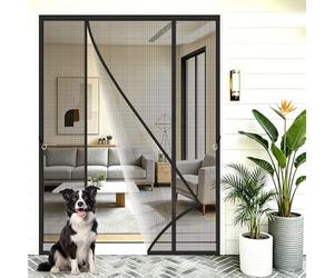 Moustiquaire Magnétique pour Portes de Terrasse 170x230cm Bande lestée en bas pour éviter que le rideau ne se soulève avec le vent Pour salon, balcon et chambre Noir